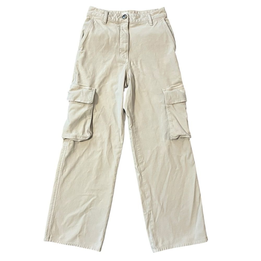 Aritzia Wilfred Free Highway Cargo Pants Cream High Waisted Wide Leg Womens 4